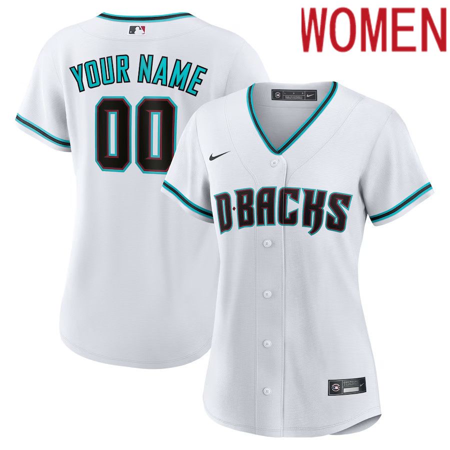 Women Arizona Diamondbacks Nike White Home Replica Custom MLB Jersey->women mlb jersey->Women Jersey